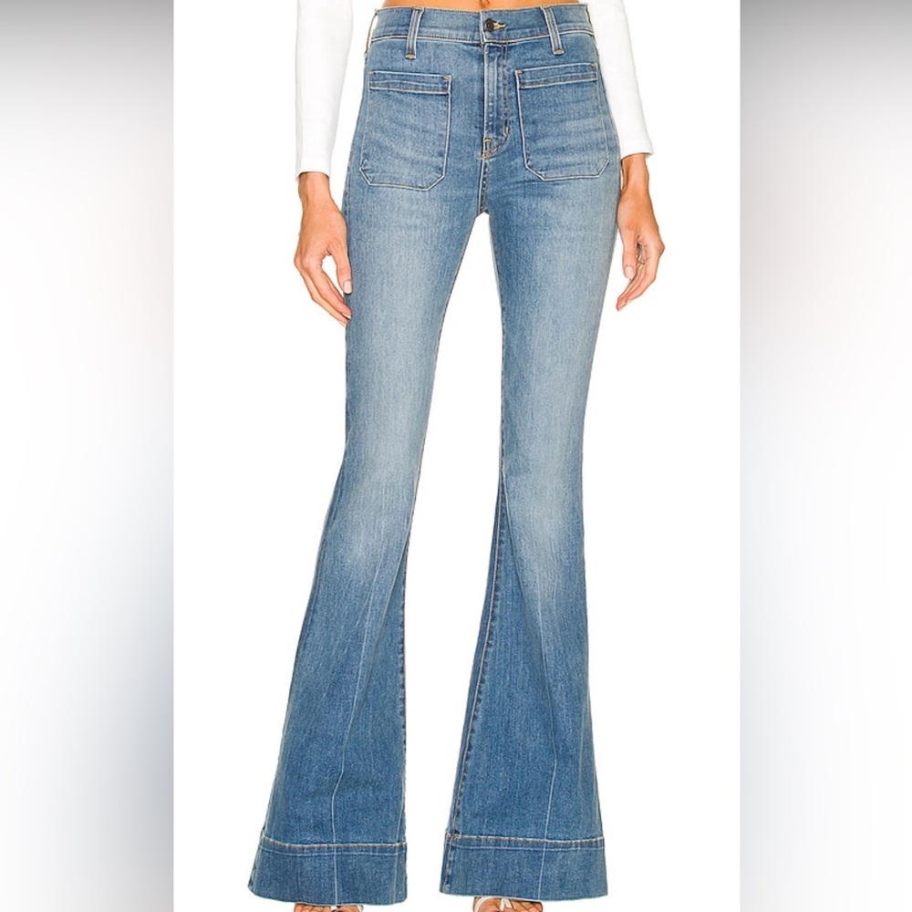 Veronica Beard Sheridan High Rise Exaggerated Flare Jeans Keystone Wash Size 18